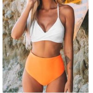 NWT Cupshe high waisted orange and white bikini